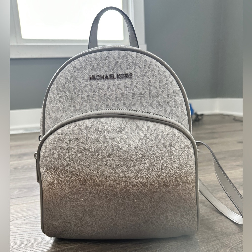 Michael Kors White and Tan Backpack